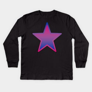 Bi+ Star (Bi Flag with upside-down Bi Flag outline) Kids Long Sleeve T-Shirt